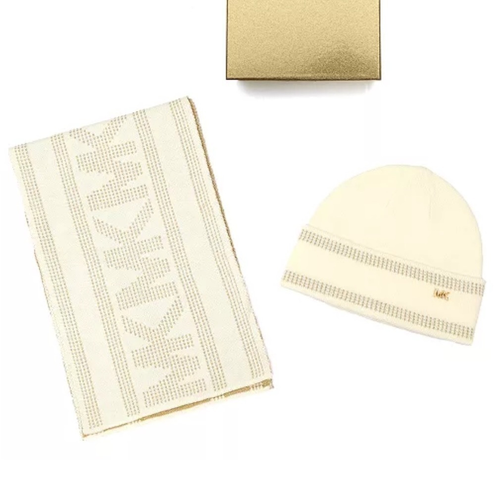 MICHAEL Michael Kors Signature 2-Piece MK Sport Tape Cuff Beanie and Scarf